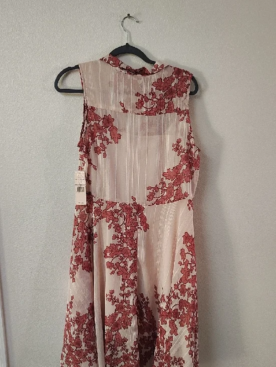 Nanette Lepore Sleeveless Floral Midi Dress in Rose and Cream 834 - Picture 3 of 3